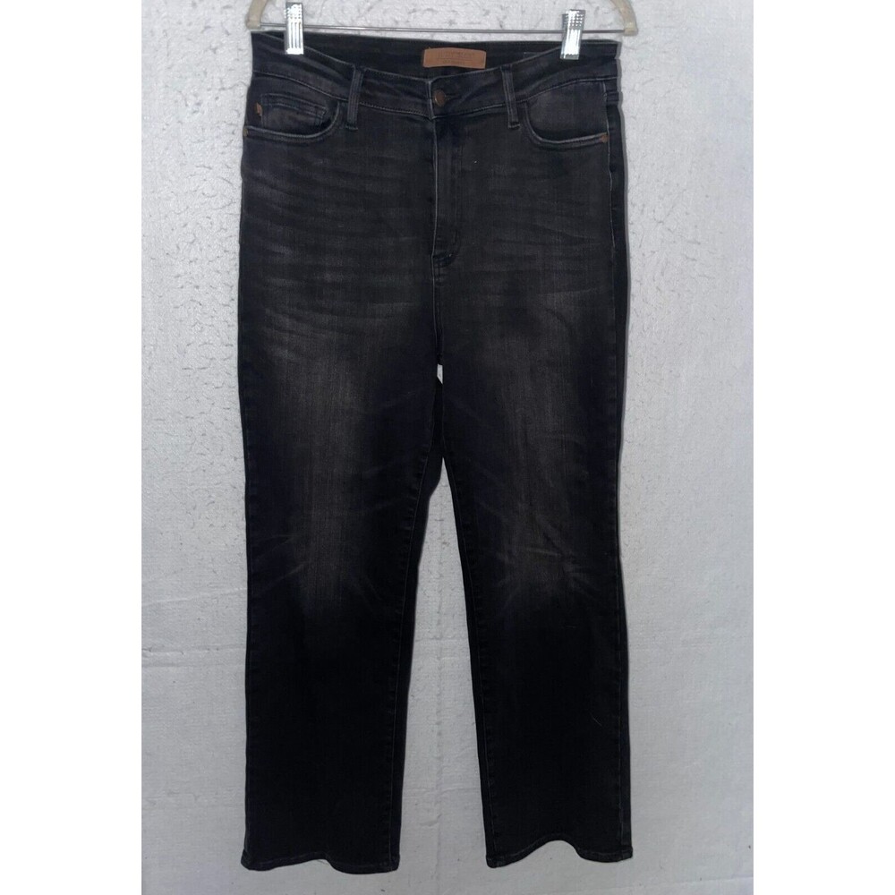 Judy Blue Straight Fit Jeans Womens Size 13/31 Black Stretch High Rise New